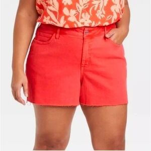NWT Ava & Viv Women's Plus-size Orange Denim Shorts Size 18W